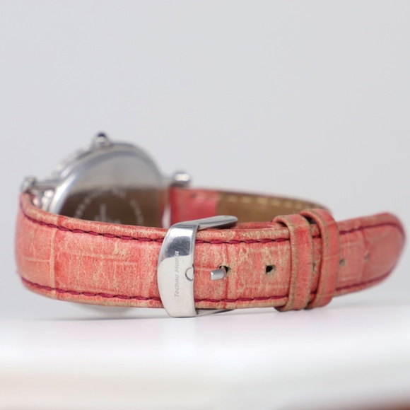 Techno Mania pink Heart Shaped White Diamond Ladies Stainless Steel Watch main image 4